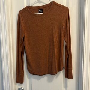 Cozy Up Long Sleeve Crewneck Shirt rust orange color size XS